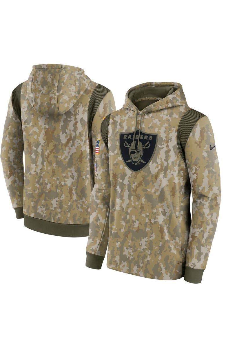 Nike Men's Nike Camo Las Vegas Raiders 2021 Salute To Service Therma Performance Pullover Hoodie, Main, color, 