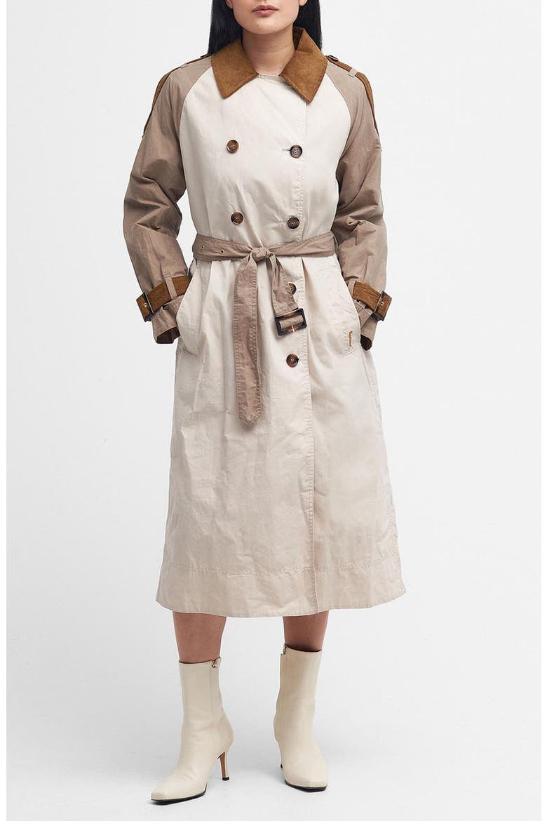 Ingleby Showerproof Water Resistant Cotton Trench Coat, Main, color, OATMEAL SUMMER NAVY