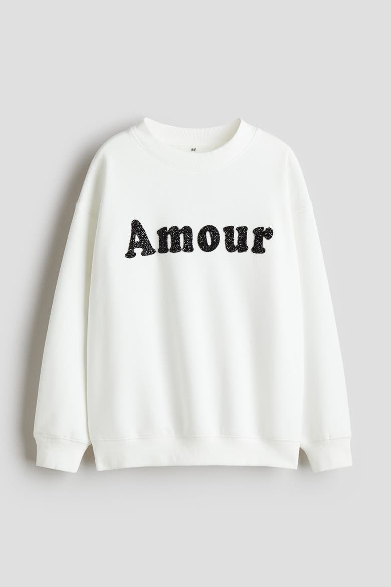 Motif-detail Sweatshirt, Alternate, color, White/Amour