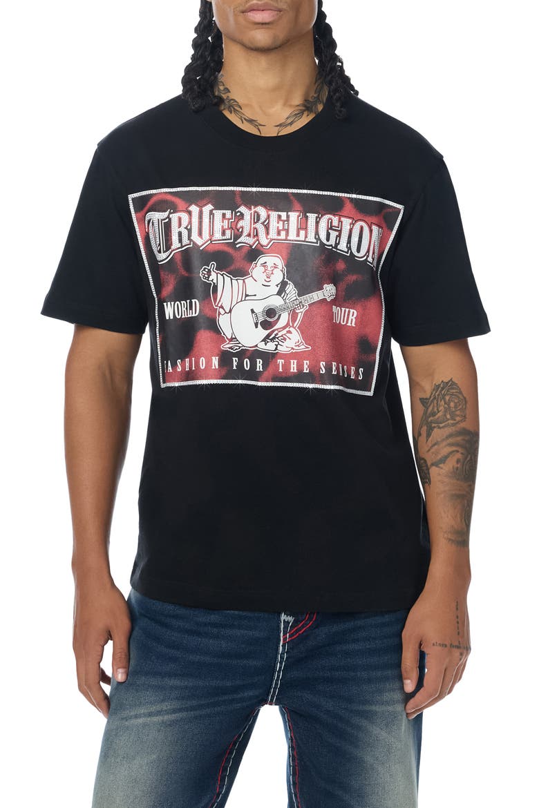 Crystal Logo Graphic T-Shirt, Main, color, JET BLACK