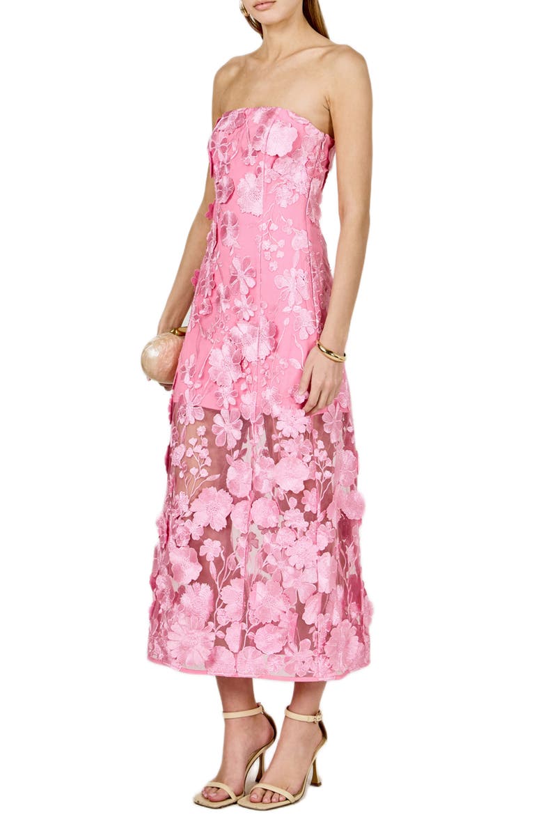 Endless Rose Floral Embroidery Strapless Dress, Alternate, color, Peony Pink