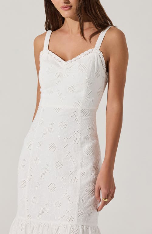 Astr The Label Lace Trim Cotton Eyelet Dress In White Eyelet