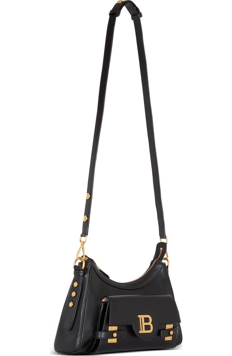 Balmain B-Buzz Leather Top Hobo Bag, Alternate, color,