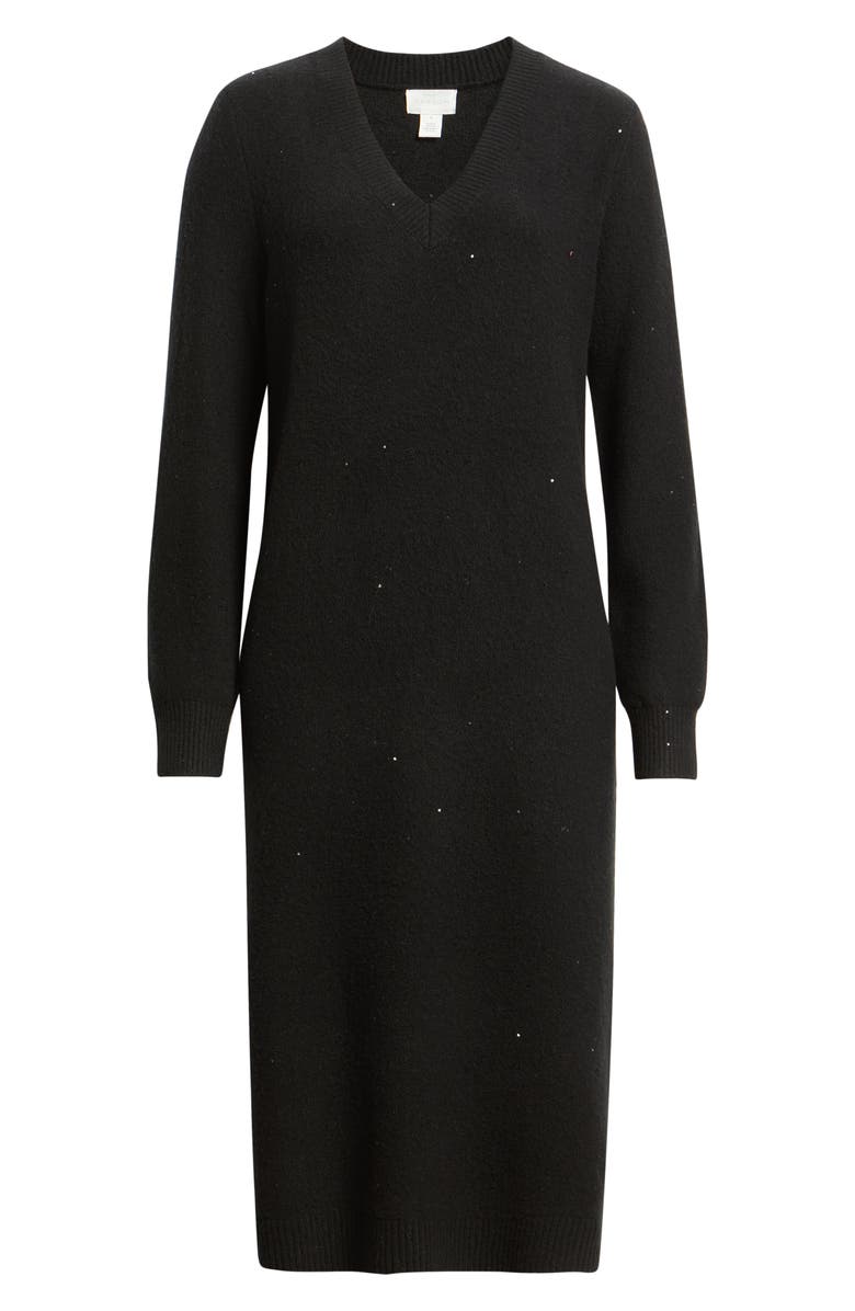 Caslon<sup>®</sup> Sequin Long Sleeve Sweater Dress, Alternate, color, Black