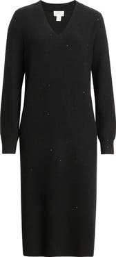 Caslon® Sequin Long Sleeve Sweater Dress
