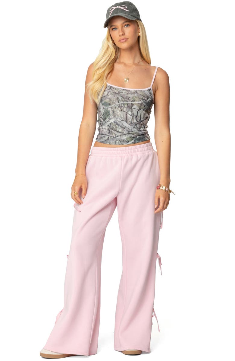 EDIKTED Claudette Bow Wide Leg Sweatpants, Alternate, color, Pink