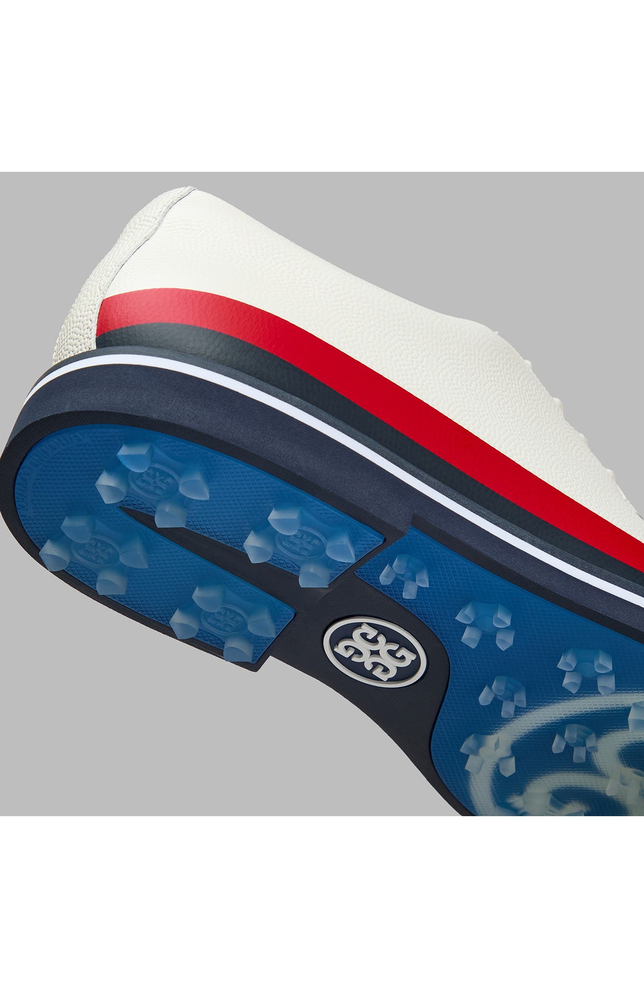 G/FORE Gallivanter Tuxedo Stripe Golf Shoe, Alternate, color, Snow / Multi