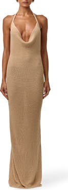 Naked Wardrobe Knit Halter Maxi Dress