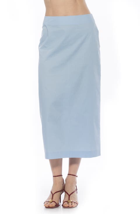 Ginni Stretch Cotton Midi Skirt