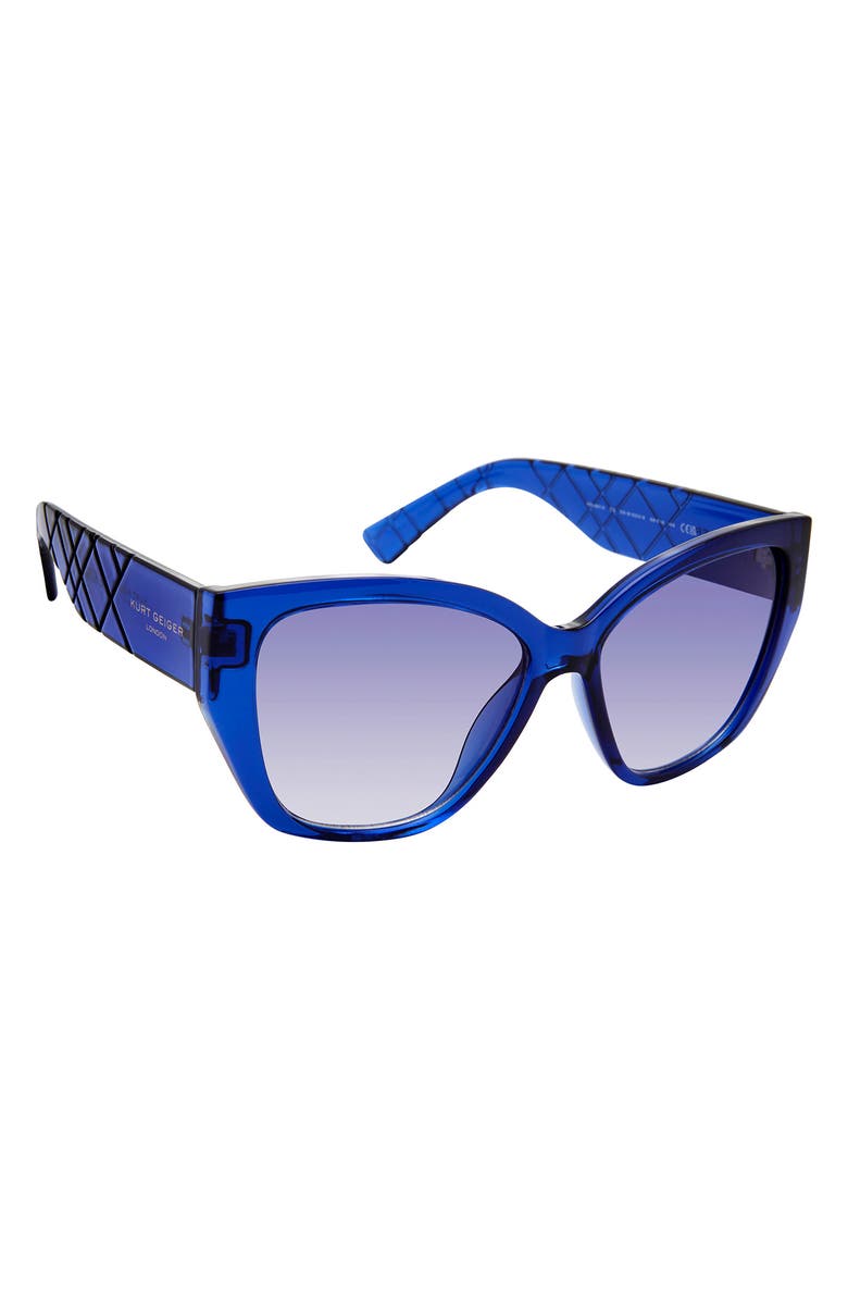 Kurt Geiger London 55mm Cat Eye Sunglasses, Alternate, color, Crystal Blue/ Blue Gradient