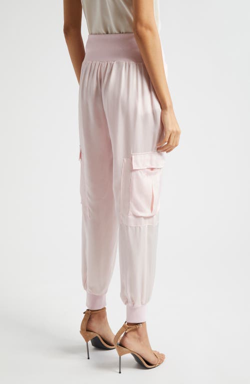 Cinq À Sept Giles Cupro Crop Cargo Joggers In Icy Pink