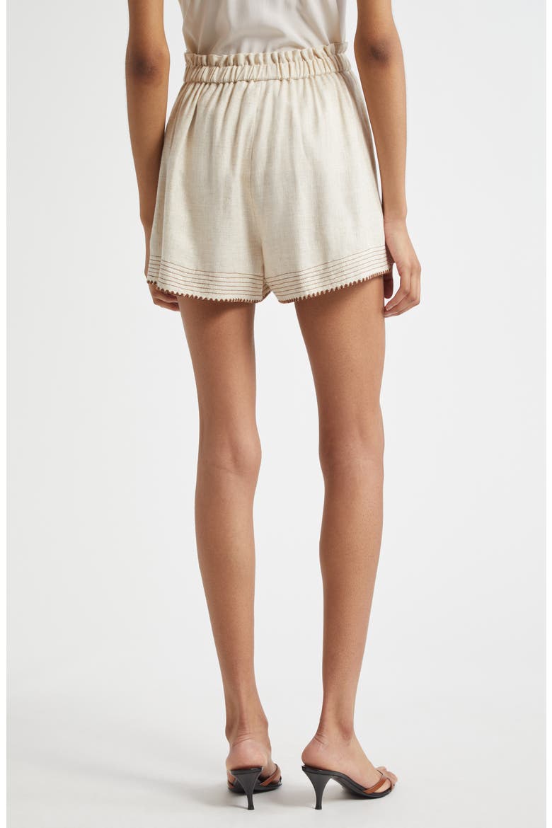 Veronica Embroidered Belted Shorts, Alternate, color, LINEN