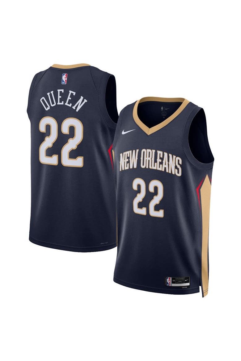Unisex Nike Derik Queen Navy New Orleans Pelicans Swingman Jersey - Icon Edition, Main, color, Navy