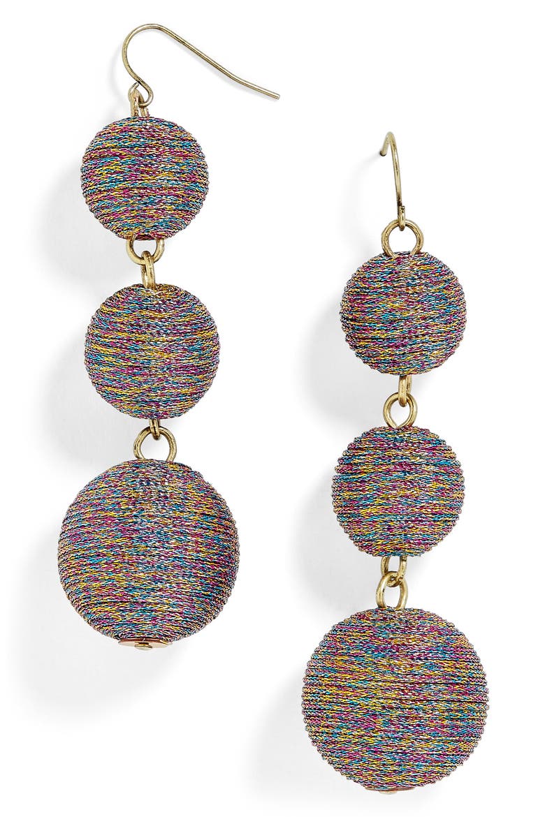 Shimmer Crispin Drop Earrings, Main, color, PURPLE/ MULTI