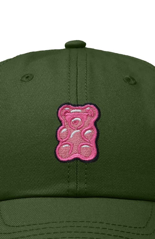 Dalix Pink Gummy Embroidered Casual Cap In Olive