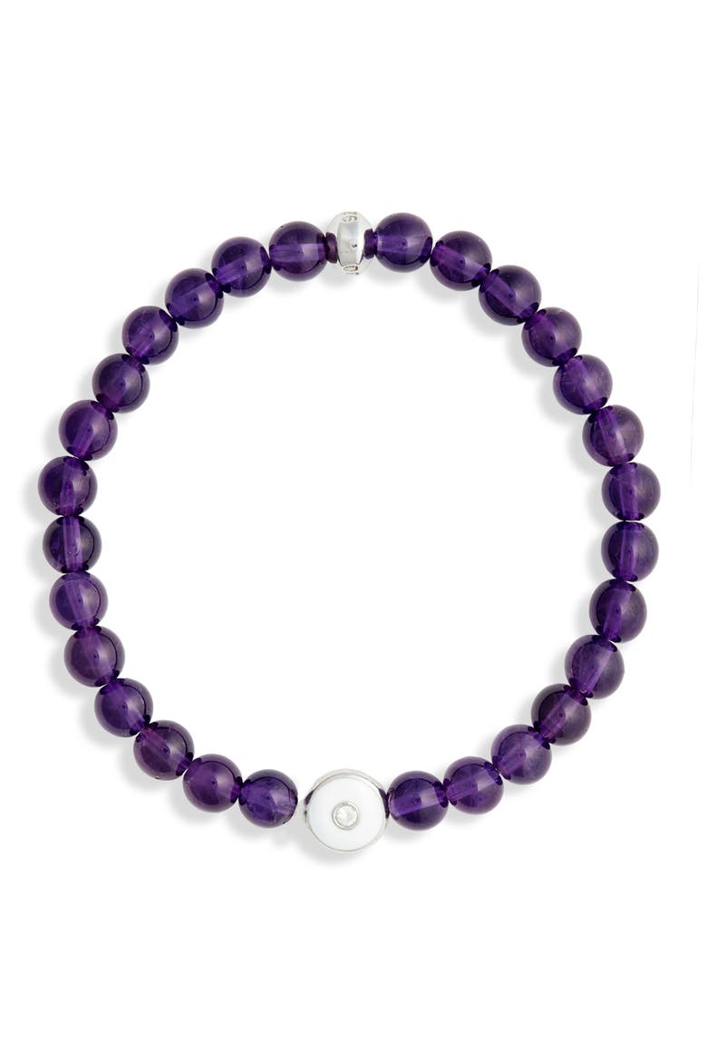 Bohème Purple Amethyst Beaded Stretch Bracelet, Main, color, PURPLE