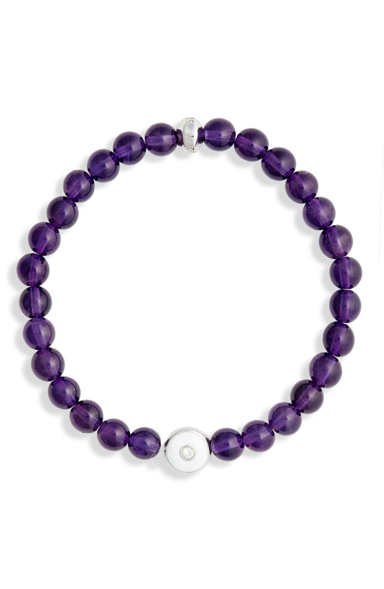Anzie Bohème Purple Amethyst Beaded Stretch Bracelet, Main, color, Purple