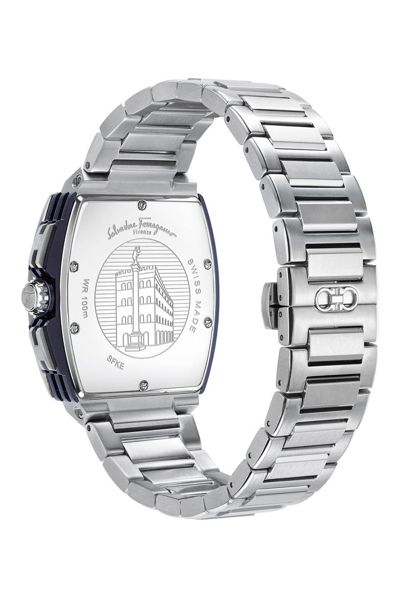 Tonneau Chronograph Bracelet Watch, 41.8mm, Alternate, color, SILVER