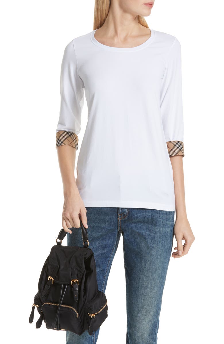 Burberry Small Rucksack Technical Nylon & Leather Backpack, Alternate, color,