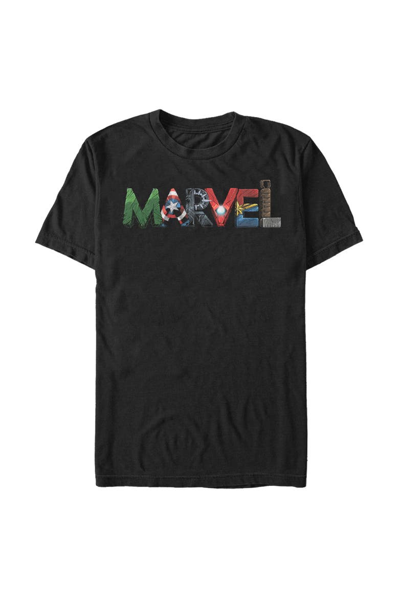Men's Marvel Logo Hero Font  Graphic T-Shirt, Main, color, Black