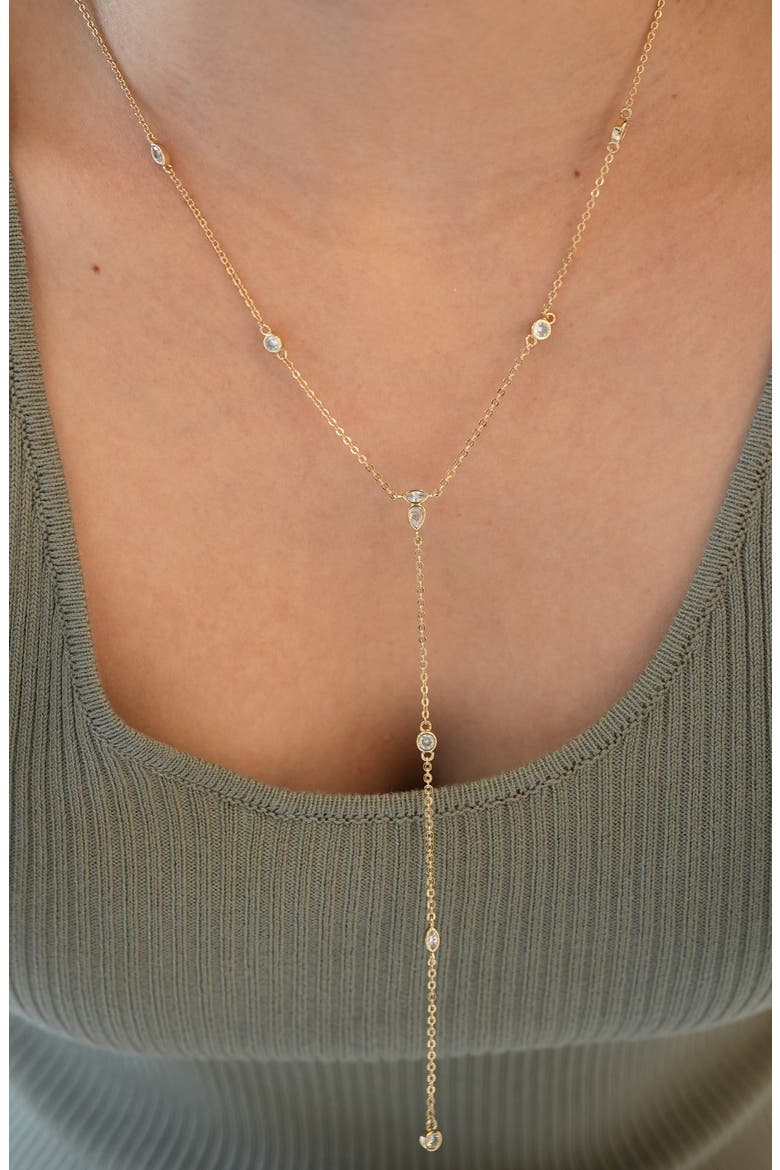 Cubic Zirconia Station Y-Necklace, Alternate, color, GOLD