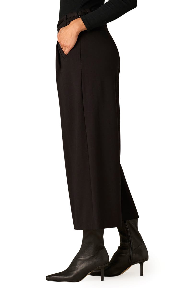 Wit & Wisdom Skyrise Pleated Belted Cropped Wide Leg Trousers, Alternate, color, Black