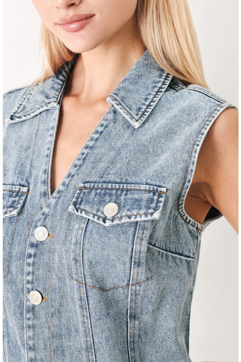 V-Neck Denim Romper, Alternate, color, LIGHT INDIGO