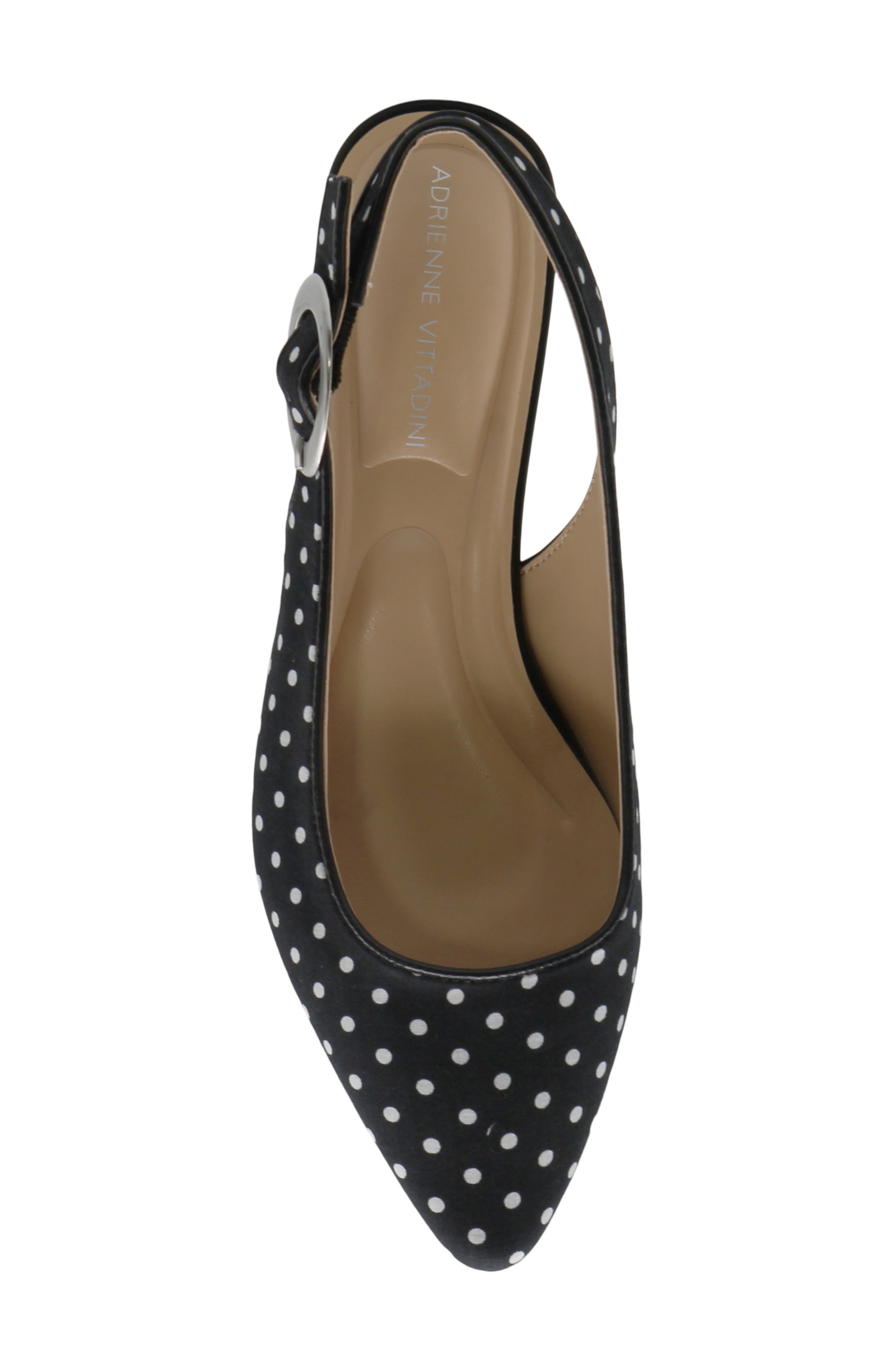 Adrienne Vittadini Papina 2 Pointed Toe Slingback Pump, Alternate, color, White Black Dot