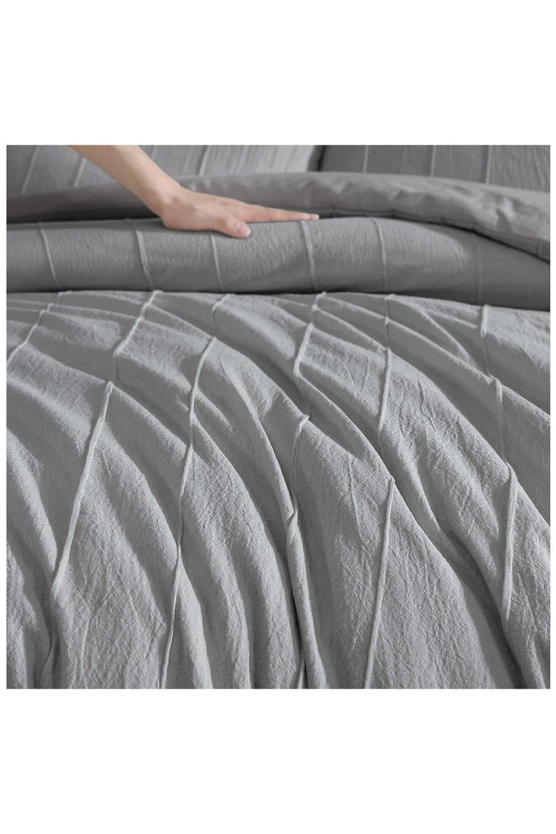 Tucks Jacquard Comforter & Sham Set, Alternate, color, MEDIUM / DARK GREY