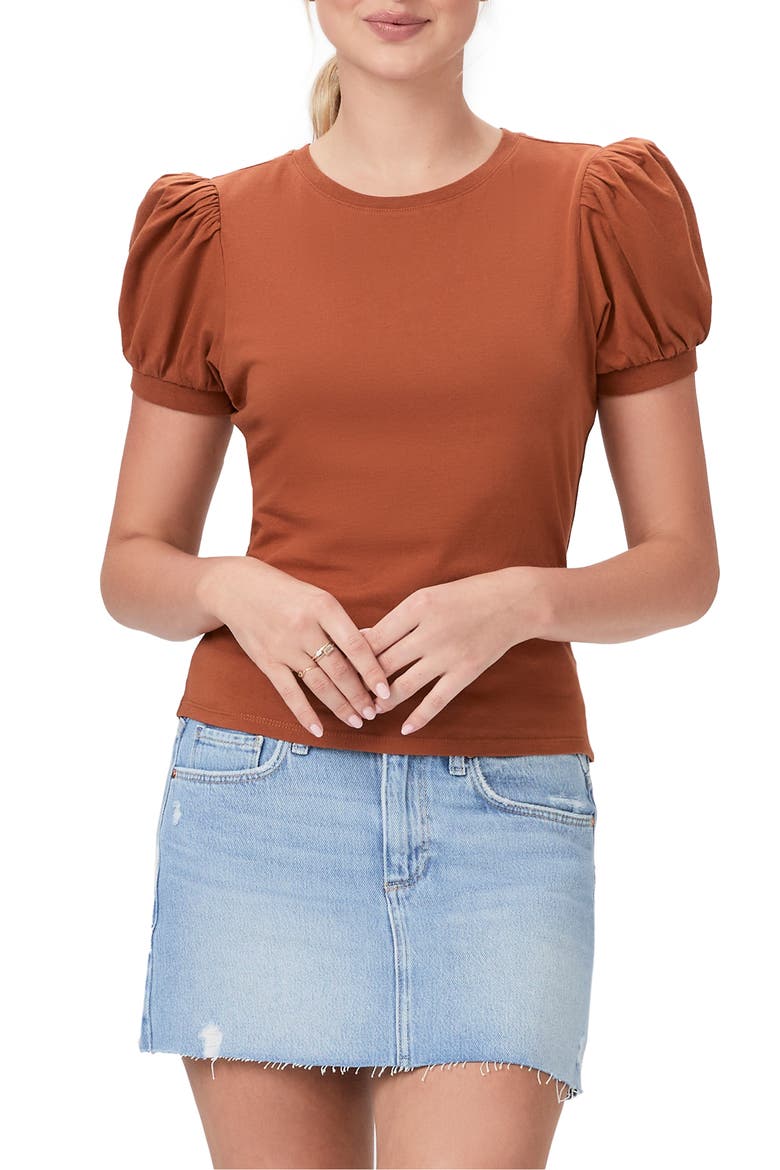 Matcha Puff Sleeve T-Shirt, Main, color, BURNT TERRACOTTA