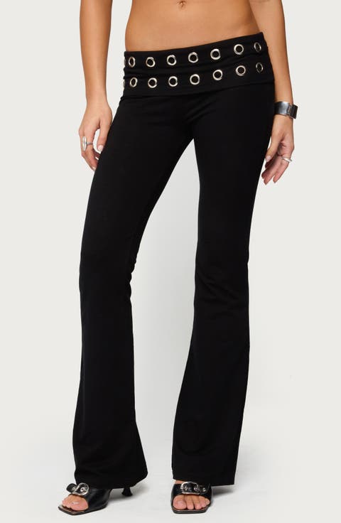Nairobi Grommet Foldover Low Rise Flare Pants