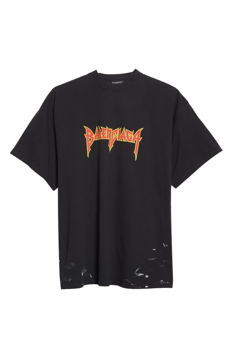 Balenciaga Men's Oversize Metal Logo Graphic Tee, Alternate, color, 
