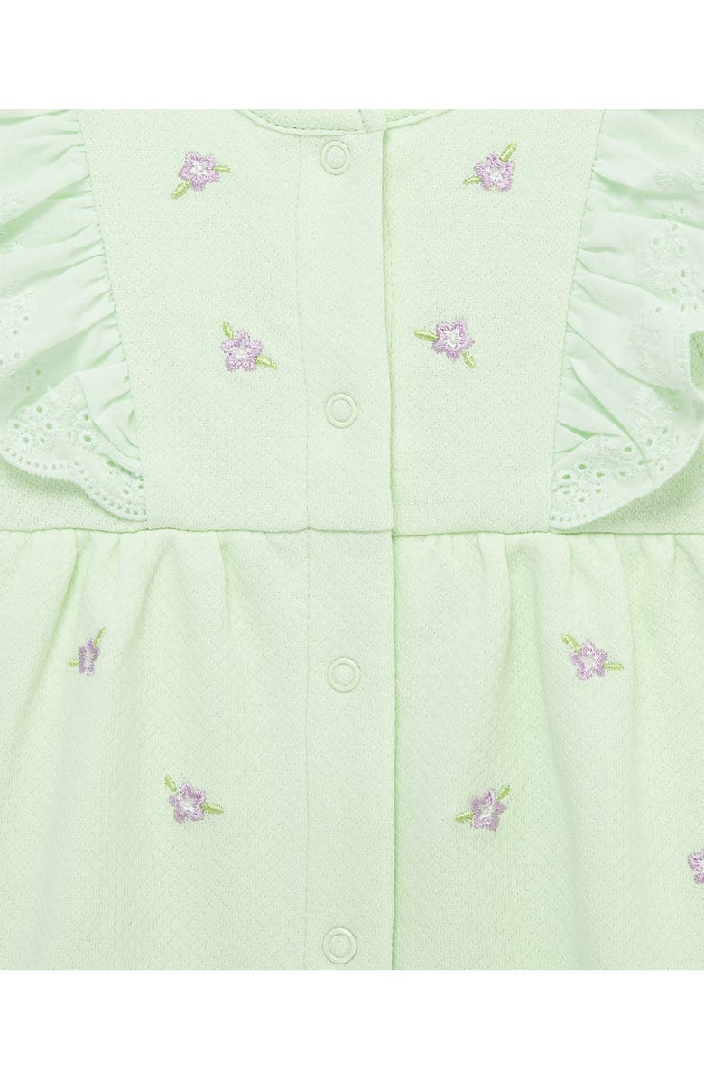 Little Me Violets Cotton Romper & Headband Set, Alternate, color, Green