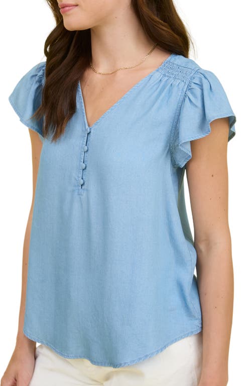 BLU PEPPER BLU PEPPER FLUTTER SLEEVE CHAMBRAY TOP 