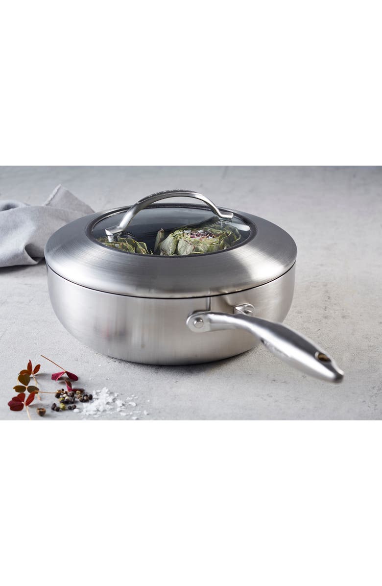 Scanpan CTX 4 Quart Nonstick Deep Saute Pan With Lid, 10.25 Inch, Stainless Steel, Alternate, color, Silver