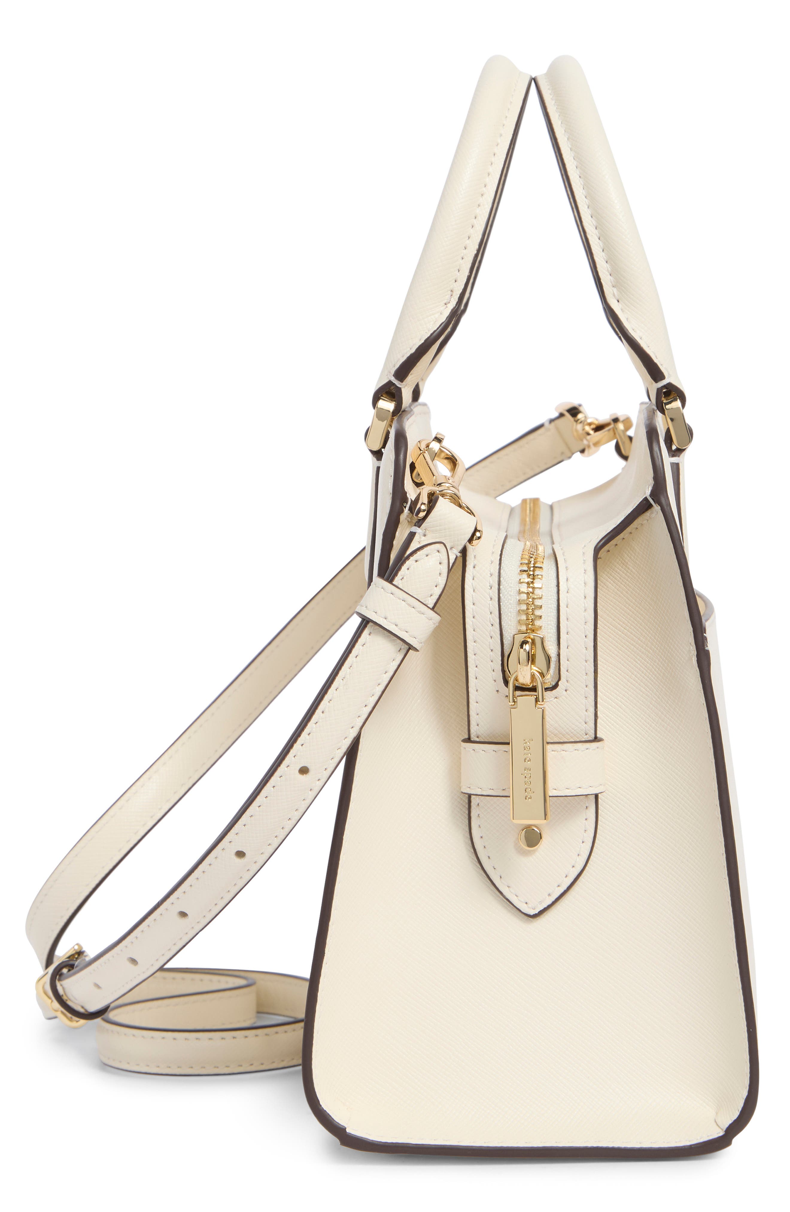 small madison saffiano leather handbag, Alternate, color, MERINGUE