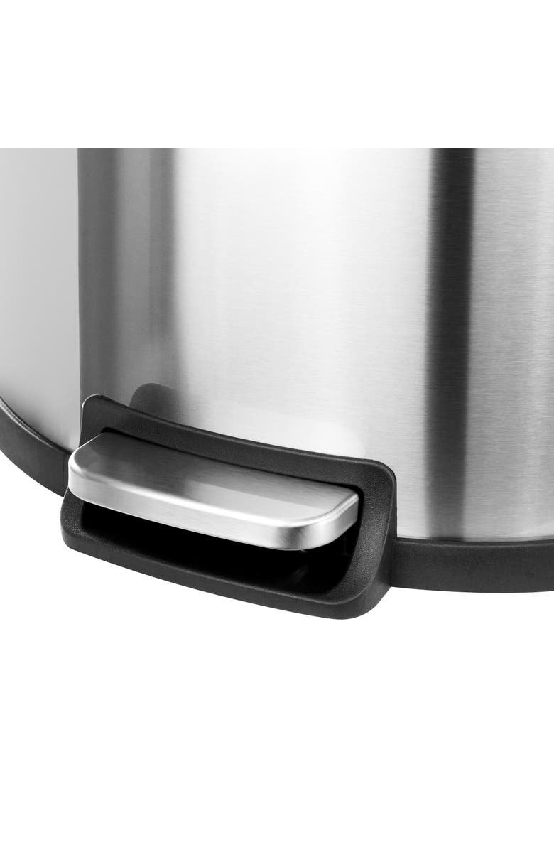 Elama 50 Liter 13 Gallon Half Circle Stainless Steel Step Trash Bin with Slow Close Mechanism, Alternate, color, Silver