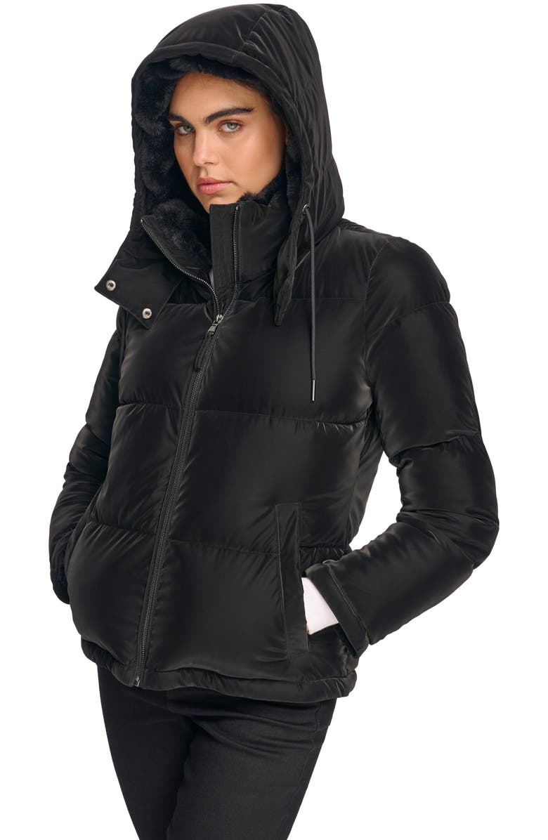 Calvin Klein Faux Fur Lined Hooded Puffer Jacket, Alternate, color, 