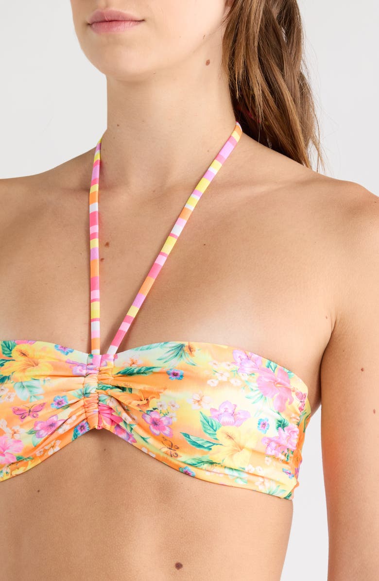 Kulani Kinis Ruched Bandeau Bikini Top, Alternate, color, Peachy Pocket