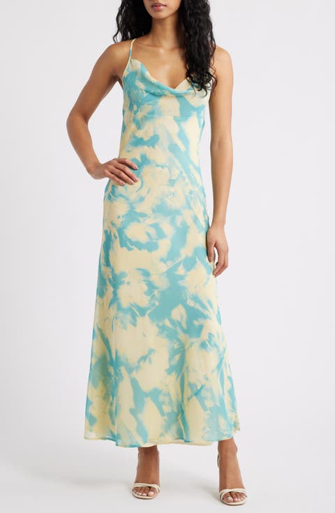 Abstract Print Georgette Midi Dress