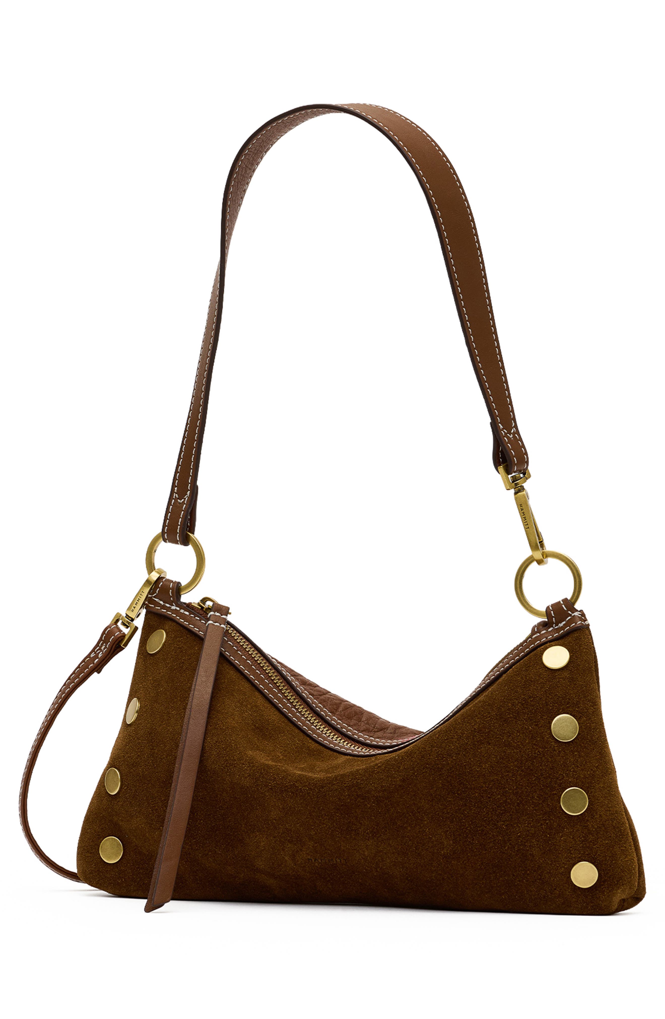 Kyle Suede Shoulder Bag, Alternate, color, CINNAMON SUEDE/ ANTIQUE GOLD