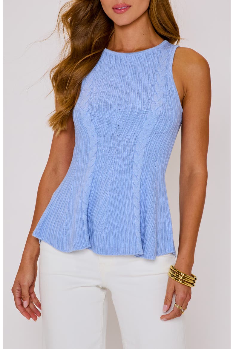 Maggie Sleeveless Peplum Sweater, Main, color, BABY BLUE