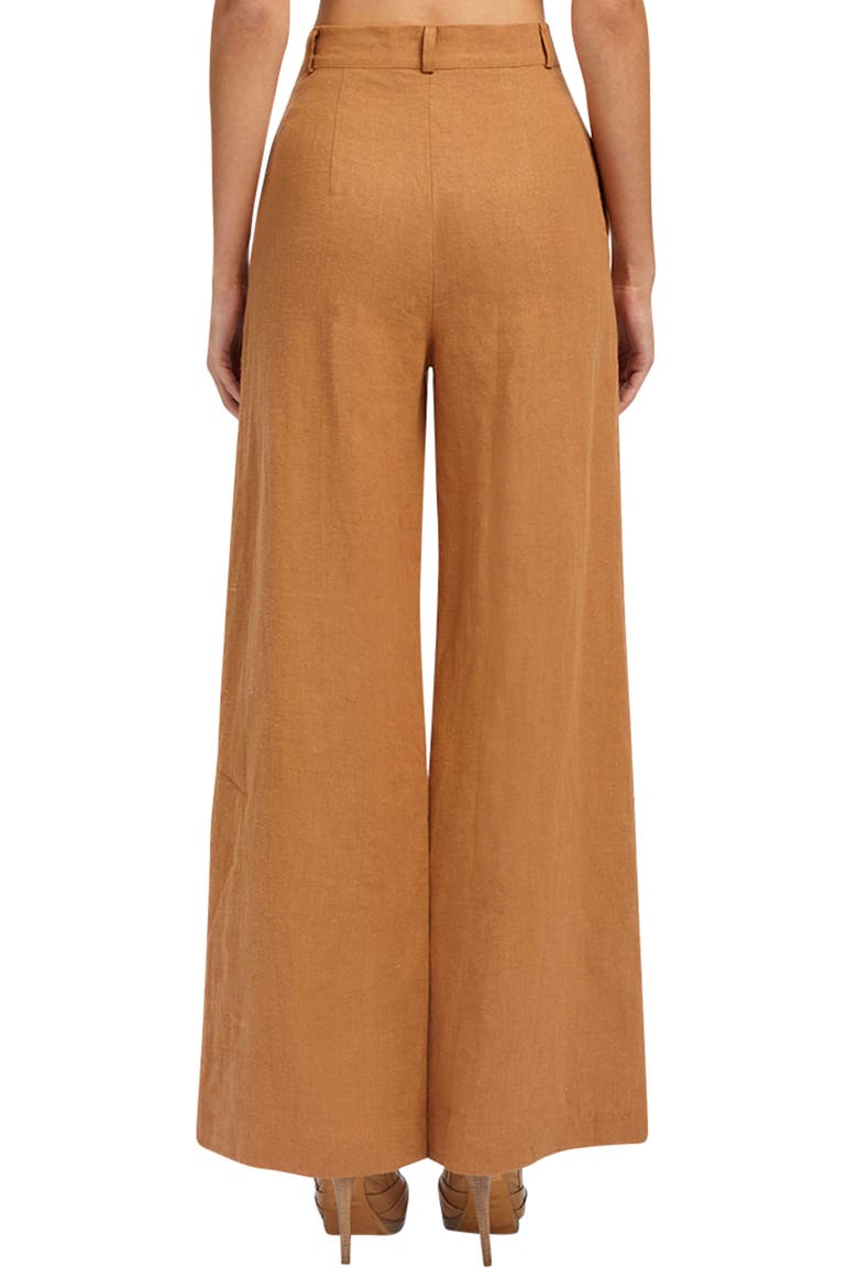 Enya High Waist Wide Leg Linen Pants, Alternate, color, CAMEL