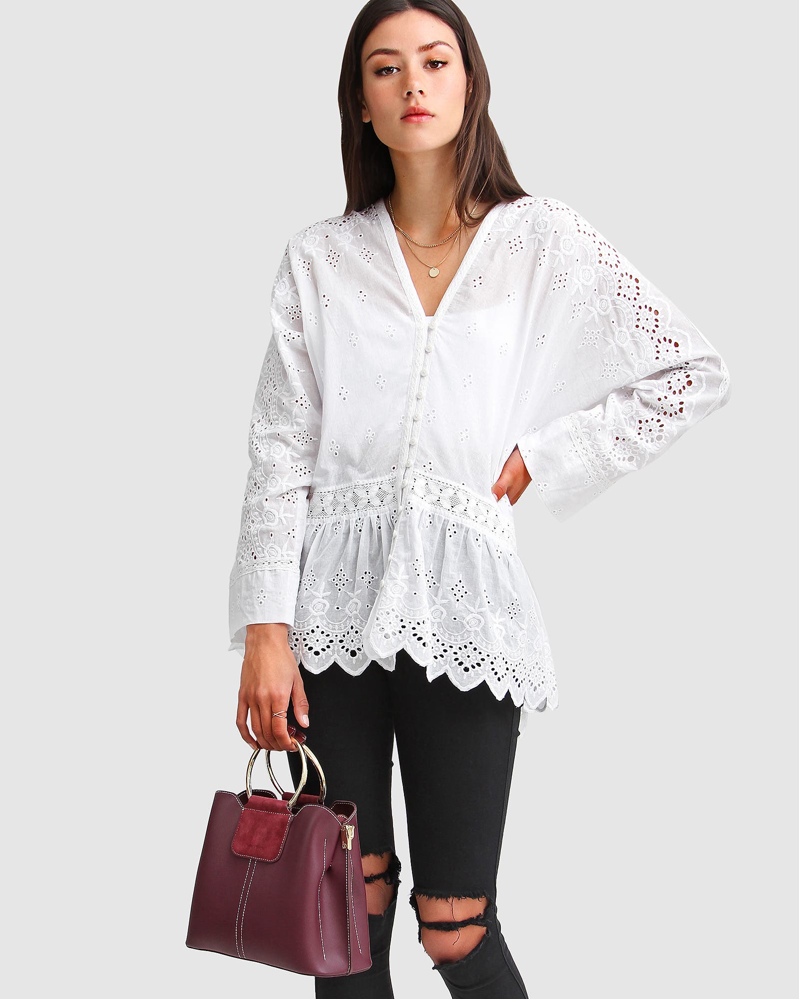 Unbutton Me Eyelet Button Down Shirt - image 2