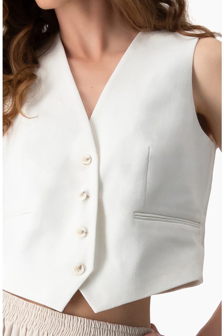 Short Vest with Simulated Pockets, Alternate, color, Ivory