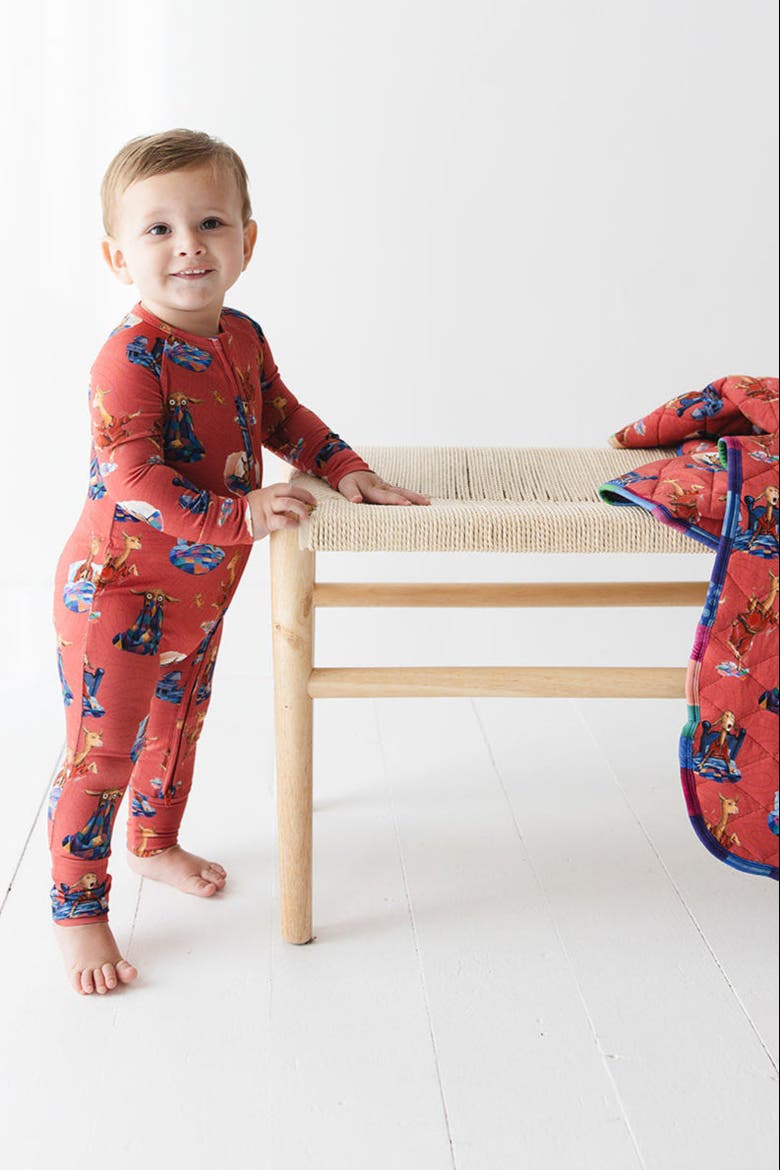 Llama Llama Red Pajama Double Zipper Convertible Romper, Alternate, color, Red