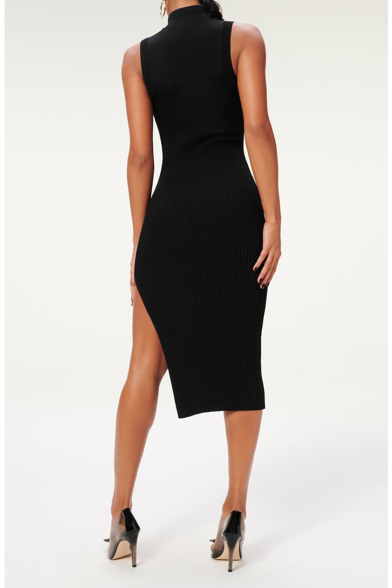 Plaited Sleeveless Rib Midi Dress, Alternate, color, BLACK001