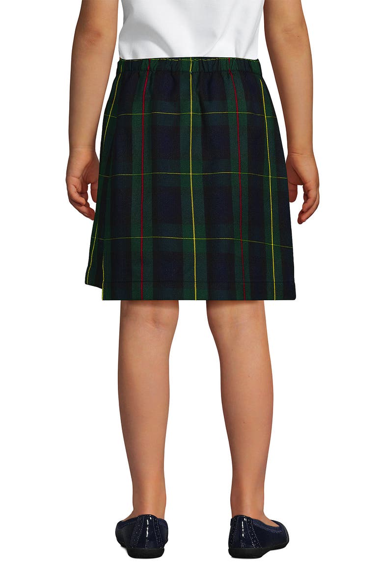School Uniform Girls Plaid A Line Tab Skort Top of Knee, Alternate, color, Hunter/Classic Navy Plaid