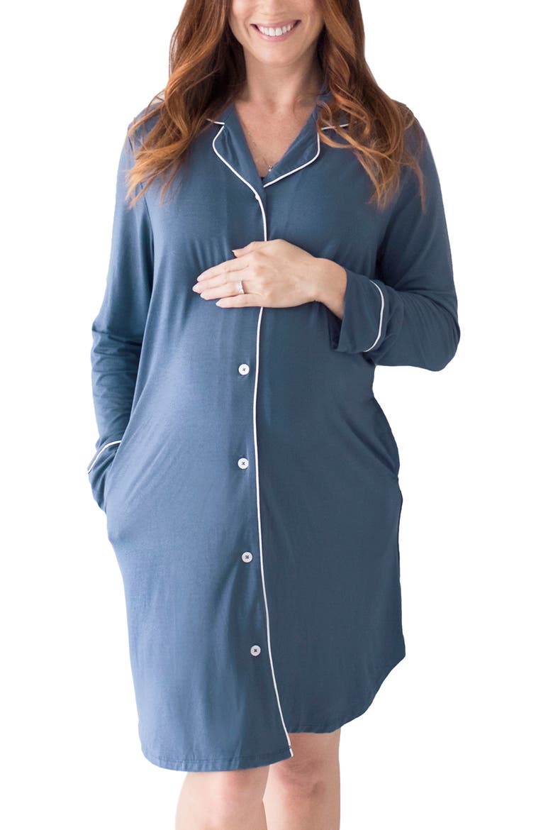 Clea Long Sleeve Sleep Shirt, Main, color, SLATE BLUE