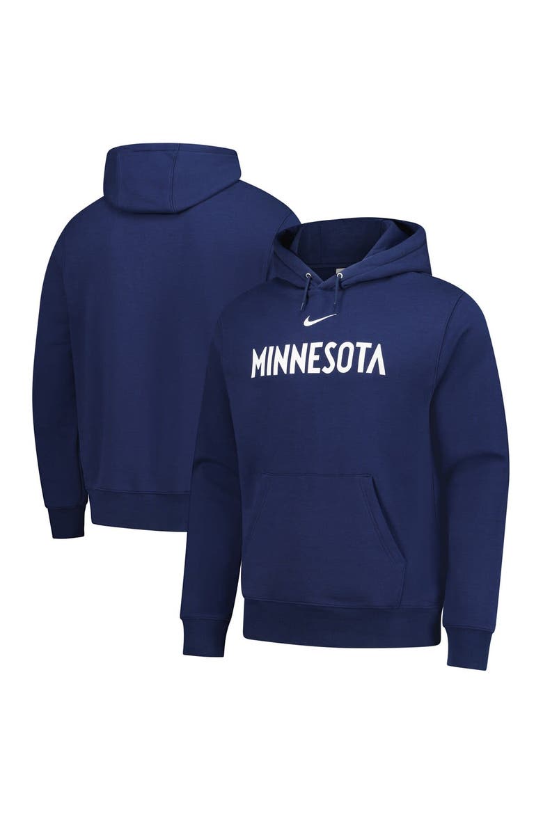 Men's Nike Navy Minnesota Timberwolves Sportswear Essential Wordmark Club Hoodie, Main, color, Navy